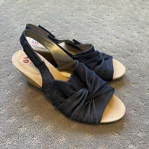 Bandolino Denim Wedges With Cork Wedge Size 10